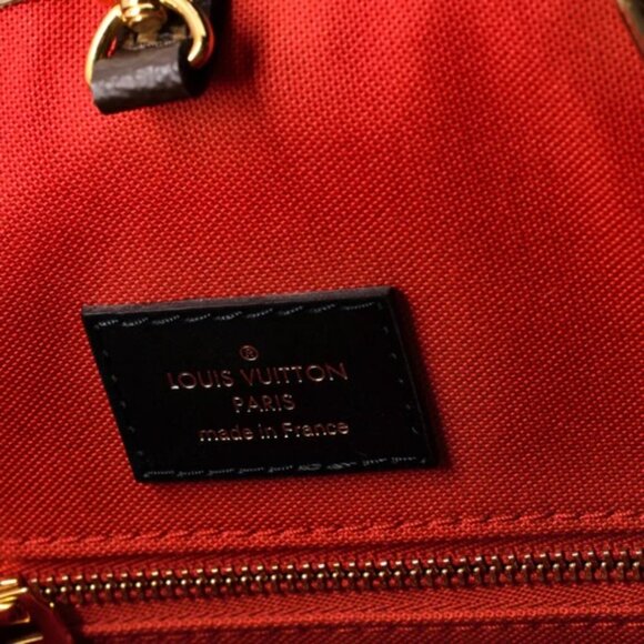 LOUIS VUITTON MONOGRAM REVERSE GIANT CANVAS ON THE GO GM BAG DARK BROWN RED - Picture 4 of 5